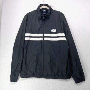 Vintage Nike Jacket Men XL Black White Windbreaker Track Big Logo Athletic 80s